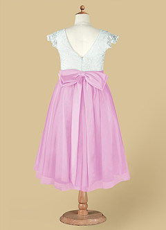 Azazie Vetty Flower Girl Dresses Ivory Candy Pink A-Line Lace Tulle Dress image13