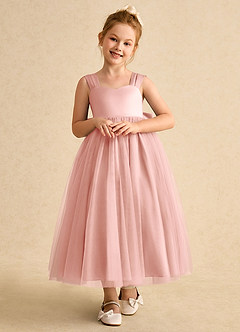 Azazie Chickadee Flower Girl Dresses Rosette Ball-Gown Sweetheart Neckline Matte Satin Dress image5