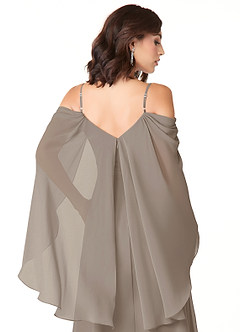 Azazie Cienna Jurken voor bruidsmeisjes Jurk van Chiffon met A-Lijn Off the Shoulder Taupe image3