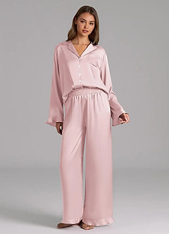 front Conjunto de pijama de manga larga 100% seda lavable