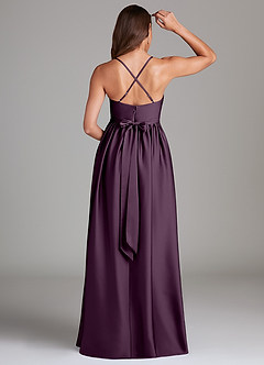 Azazie Llana Maternity Bridesmaid Dresses A-Line Stretch Satin Floor-Length Dress with Pockets image2