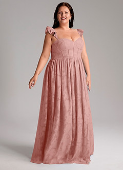 Azazie Denisse Bridesmaid Dresses Rosette A-Line Ruched Floral Burnout Dress image10