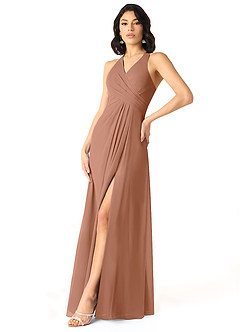 Azazie Danica Bridesmaid Dresses Bronzer A-Line Pleated Chiffon Dress image3