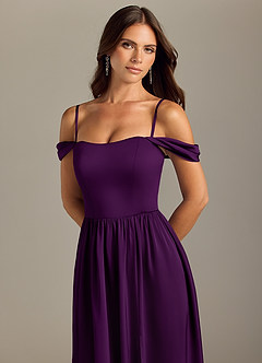 Azazie Calianna Bridesmaid Dresses Grape A-Line Off the Shoulder Stretch Satin Convertible Dress image3