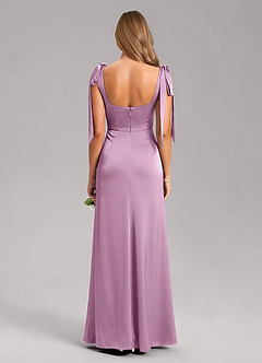 Azazie Frostine Bridesmaid Dresses Wisteria A-Line Bow Stretch Satin Dress image8