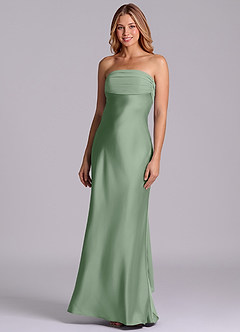 Azazie Ailanie Brudtärnklänningar Klä av Tubklänning i Stretch Satin Axelbandslös Matcha image1