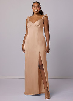 Barbie ♥ Azazie Bridesmaid Dresses English Rose Sheath Stretch Satin Dress image9