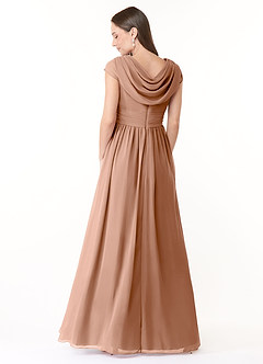 Azazie Organa Robes de demoiselle d'honneur Robe Trapèze en Mousseline de soie Plissée Champagne Rosé image2