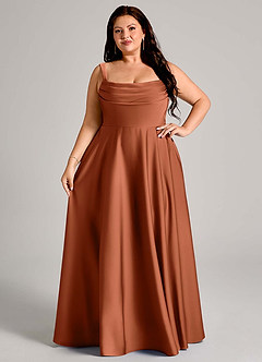 Azazie Shaude Bridesmaid Dresses Cedar Rose A-Line Pleated Stretch Satin Dress image12