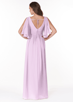 Azazie Temeka Bridesmaid Dresses Frosted Lilac A-Line Ruched Chiffon Dress image2