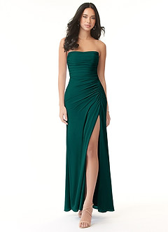 Azazie Darria Robes de demoiselle d'honneur Robe Fourreau Convertible en Mousseline extensible Plissee mit quadratischem Ausschnitt Vert Pin image1