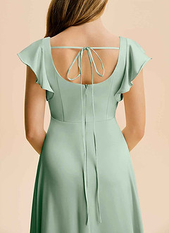 Azazie Bondi Junior Jurk van Stretch Satijn met A-Lijn Zijsplit Agave image6