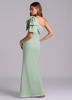 Azazie Yuanna Bridesmaid Dresses Agave Mermaid One Shoulder Chiffon Dress image6