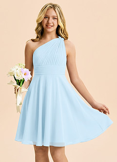 Azazie Charlize Junior Sky Blue A-Line Pleated Chiffon Dress image1