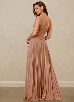 Christian Siriano Bridal for Azazie 1009 Robes de demoiselle d'honneur Robe Trapèze en Mousseline de soie Plissée Champagne Rosé image3