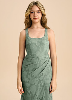 Azazie Mero Junior Robe Fourreau en Blumen-Burnout Plissée Matcha image7