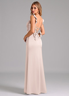 Azazie Jessamine Bridesmaid Dresses Blushing Pink A-Line Corset Stretch Satin Dress image2