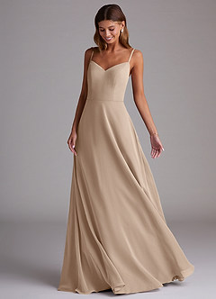 Azazie Marley Bridesmaid Dresses Taupe A-Line Off the Shoulder Chiffon Convertible Dress image5