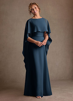 Azazie Marilla Mother of the Bride Dresses Dark Navy A-Line Pleated Chiffon Dress image6