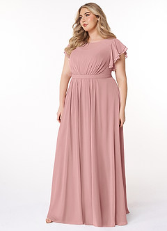 Azazie Daphne Modest Bridesmaid Dresses A-Line Ruffled Chiffon Floor-Length Dress image3