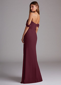 Azazie Saige Bridesmaid Dresses Cabernet A-Line Off the Shoulder Chiffon Convertible Dress image8