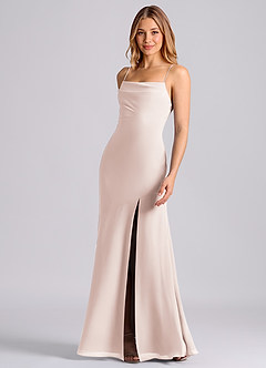 Azazie Grata Brudtärnklänningar Klä av Sjöjungfru i Chiffong Plisserad Rosenblad image5