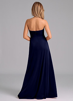 Azazie Wren Jurken voor bruidsmeisjes Jurk van flueel met A-Lijn Strapless Donkere Marine image4