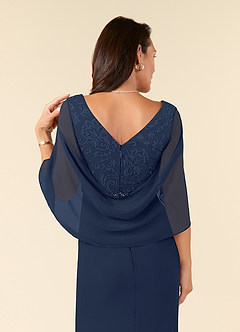 Azazie Laina Mother of the Bride Dresses Dark Navy Mermaid Lace Chiffon Dress image6