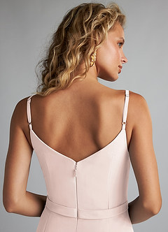 Azazie Summer Bridesmaid Dresses Rose Petal Mermaid Scoop Cowl Chiffon Dress image6