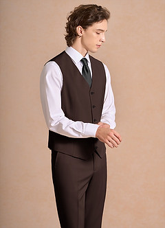front James Ganache Structured Stretch Suit Vest