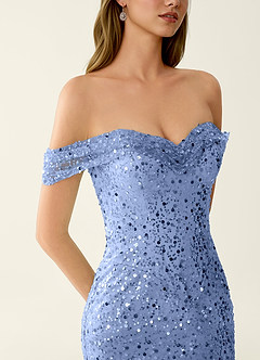 Caterina Glace Bleue Robe de bal à perles et paillettes, dos lacé image6