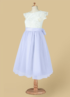 Azazie Vetty vestidos de niña de las flores Vestido de Marfil Lavanda de Tul de Corte En A con Encaje image14