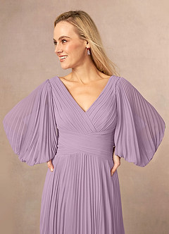 Azazie Zahara Kleider für die Brautmutter A-Linie V-Hals Gefaltet Chiffon Kleid Blauregen image5