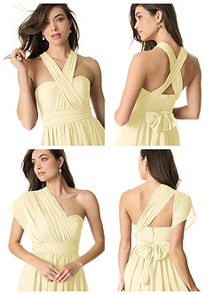 Azazie Olani Bridesmaid Dresses Lemon Sorbet A-Line One Shoulder Chiffon Convertible Dress image8