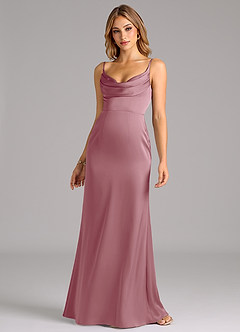 Azazie Aimee Bridesmaid Dresses Vintage Mauve A-Line Sweetheart Neckline Stretch Satin Dress image4