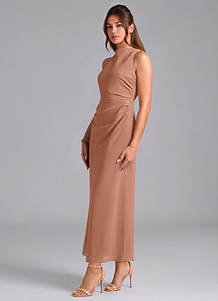 Azazie Evadne Bridesmaid Dresses Bronzer Sheath Pleated Chiffon Dress image4