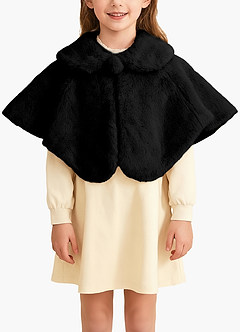 front Flower Girl Faux Fur Collared Cape