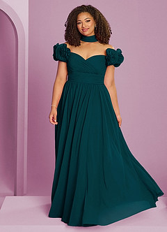 Barbie ♥ Azazie Bridesmaid Dresses Pine A-Line Off the Shoulder Chiffon Convertible Dress image15