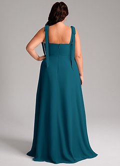 Azazie Debra Bridesmaid Dresses Ink Blue A-Line with Pockets Chiffon Convertible Dress image9