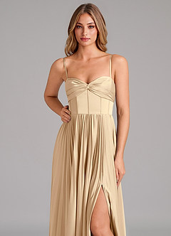 Azazie Tyla Bridesmaid Dresses Champagne A-Line Sweetheart Neckline Stretch Satin Dress image8
