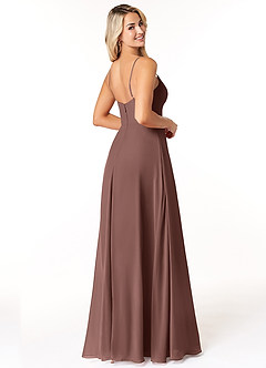 Azazie Moira Robes de demoiselle d'honneur Robe Trapèze en Mousseline de soie Décolleté Expresso image5