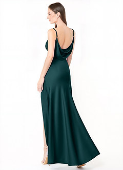 Azazie Alaija Bridesmaid Dresses Pine Mermaid Side Slit Stretch Satin Dress image1