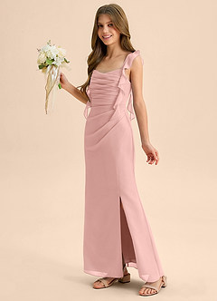 Azazie Jessamine Junior Rosette Mermaid Sweetheart Neckline Chiffon Dress image6