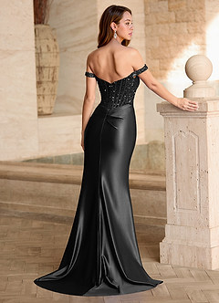 Valeria Schwarz Samt-Pailletten-Korsett-Satin-Abendkleid image8