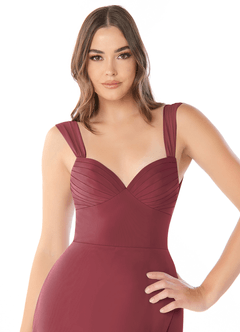 Azazie Audre Bridesmaid Dresses Merlot Mermaid Pleated Chiffon Dress image5