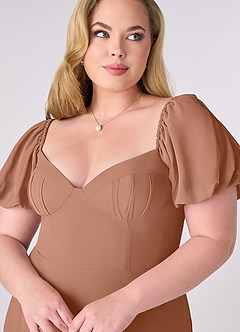 Barbie ♥ Azazie Jurken voor bruidsmeisjes Jurk van Chiffon met A-Lijn Geplooid Bronzeertint image10
