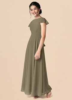 Azazie Payton Linia A Ukłon Szyfon Długość podłogi Młodsza druhna Sukienka image5