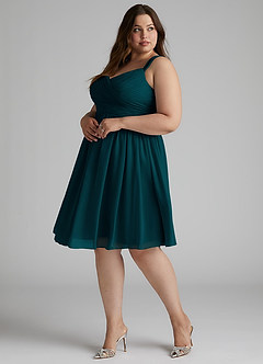 Azazie Angie Bridesmaid Dresses Pine A-Line Corset Chiffon Dress image13