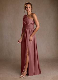 Azazie Lancaster Abiti per la Madre della Sposa Abito A-Line in Chiffon Monospalla Rosa Del Deserto image5
