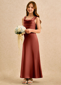 Azazie Raspberry Girls Formal Flower Girl Klänningar Klä A-Line i Stretch Satin Plisserad image1